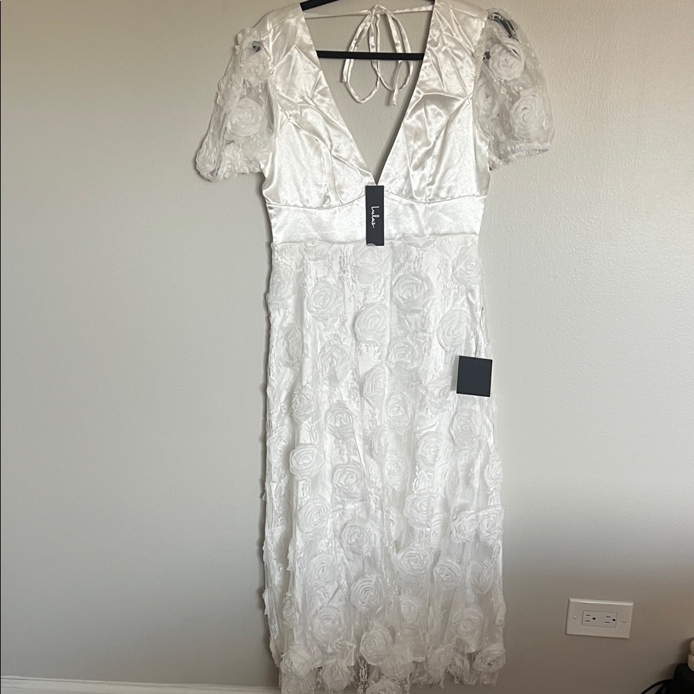 Lulu's White Floral Backless Dress